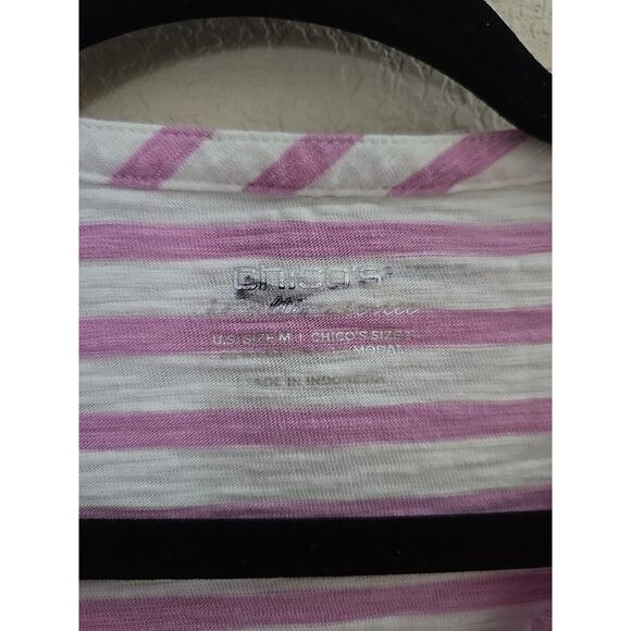 Chico's The Ultimate Tee Pink Henley Pockets 3/4 Sleeve Top Womans Size Medium - Picture 6 of 7